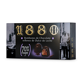Bombones de Chocolate Negro 70% rellenos de Dulce de Leche 1880 100 g