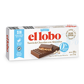 Turrón de Chocolate con Almendras 0% Azúcares Añadidos El Lobo All-Natural 200 g